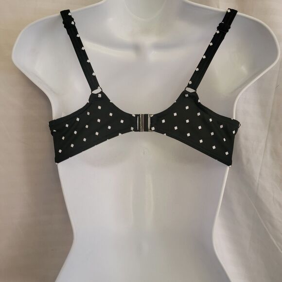 Freya Black Diamond Dot Print Padded Bikini Swimsuit Top Underwired Plunge 32DD - Picture 5 of 14